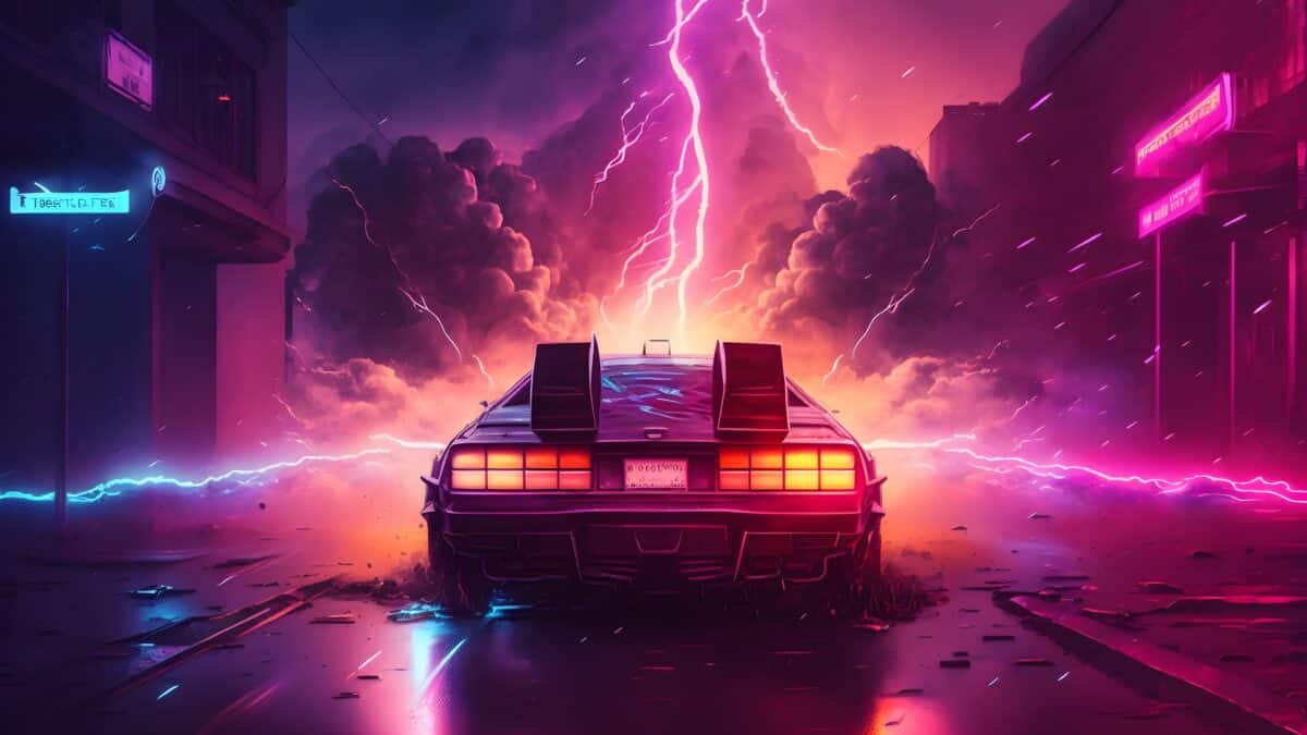 DeLorean braves storm, symbolizing medical transcription's strong comeback.