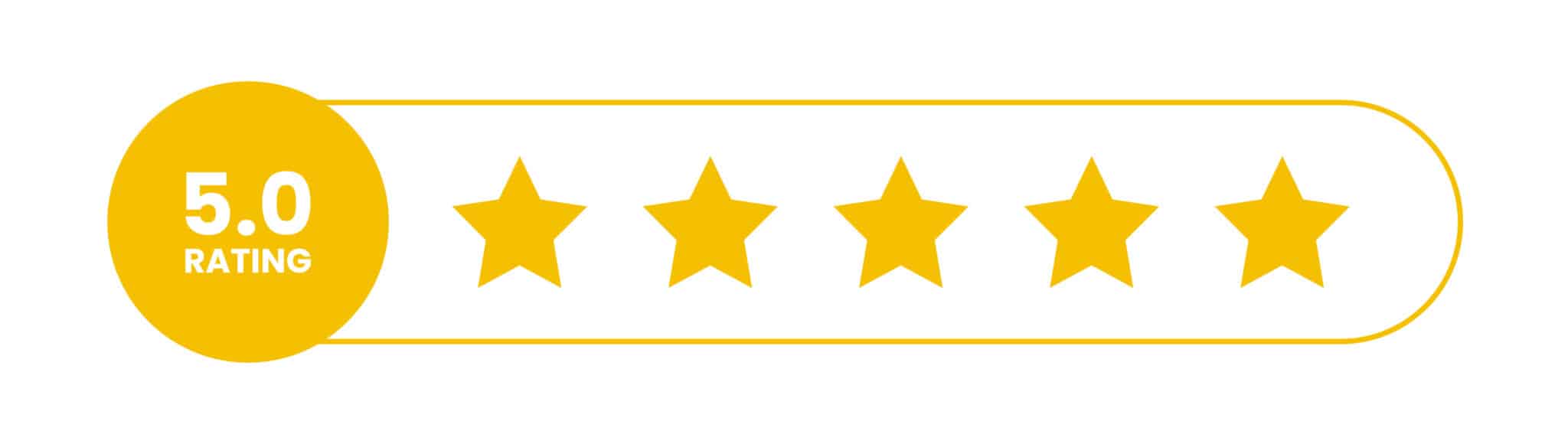 Five gold stars representing 5-star rating for Athreon's exceptional medical transcription service.