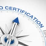Compass needle highlighting Athreon's aim for ISO Certification in transcription services.
