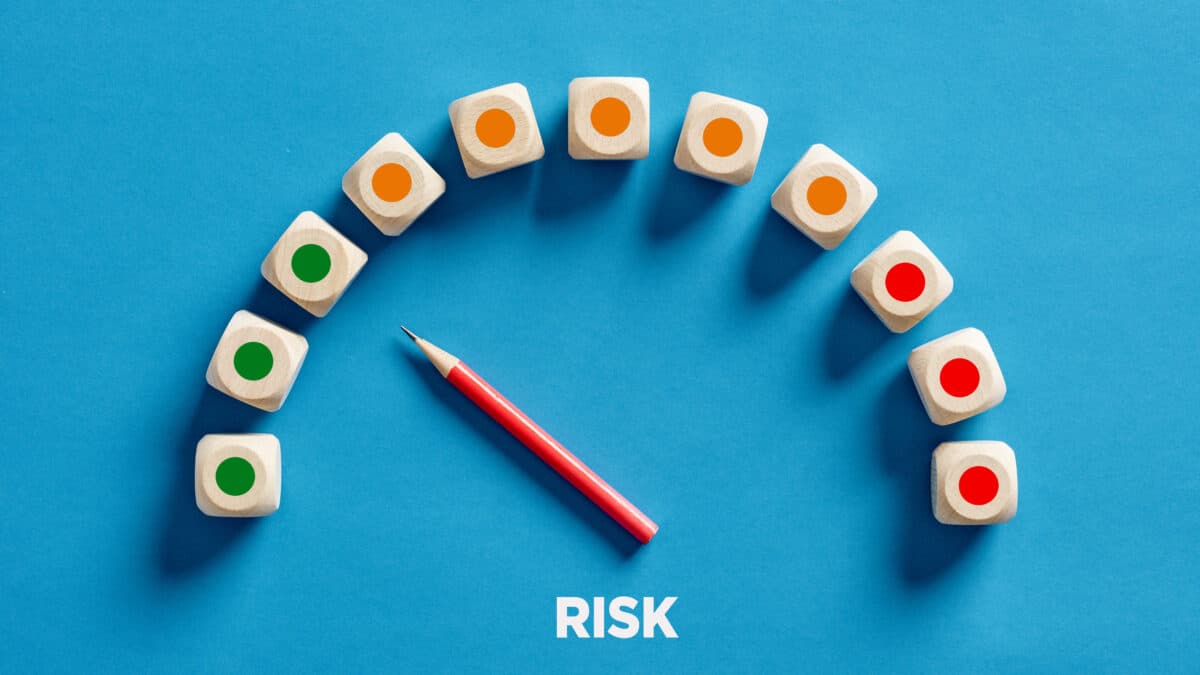 Risk meter showing low risk; symbolizes stable security from SRAs in Athreon's transcription service