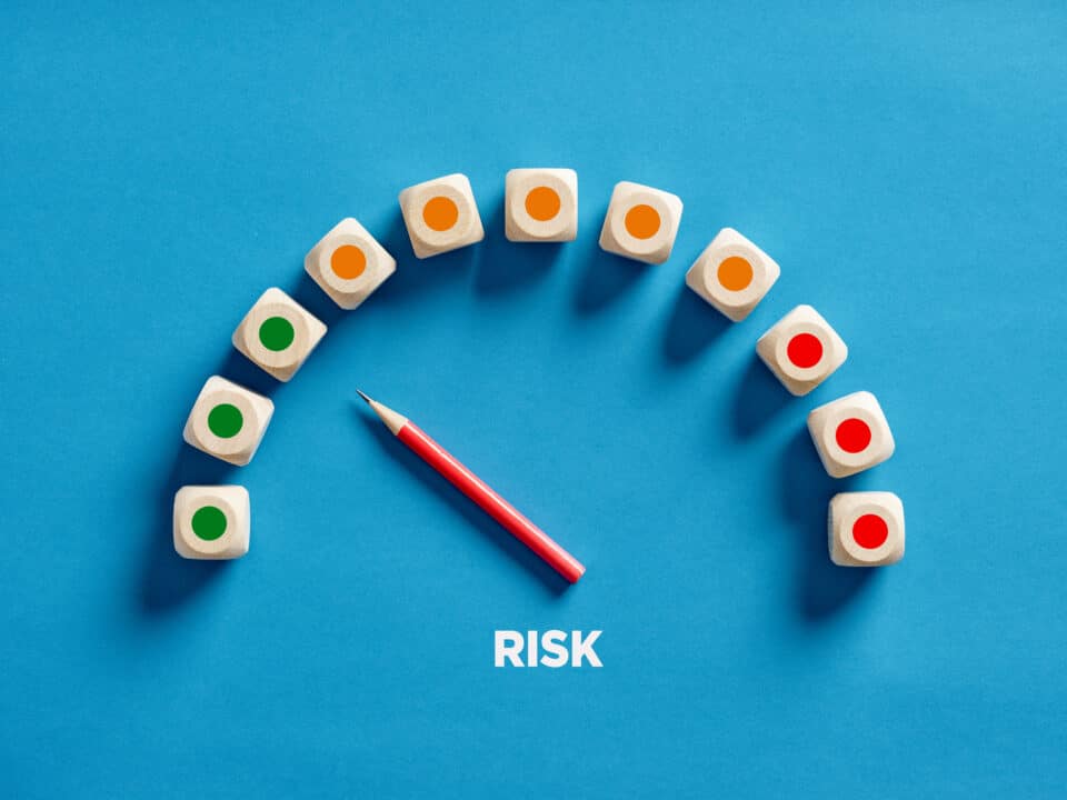Risk meter showing low risk; symbolizes stable security from SRAs in Athreon's transcription service
