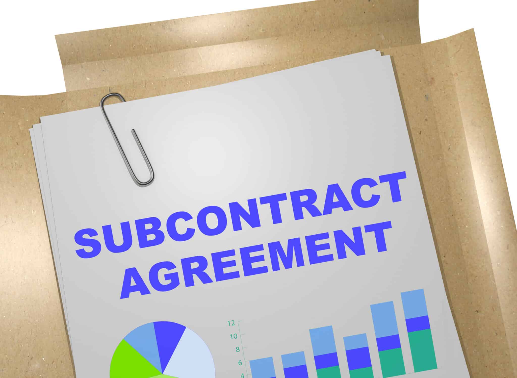 Subcontract Agreement in folder, symbolizing ethical business deals in transcription subcontracting