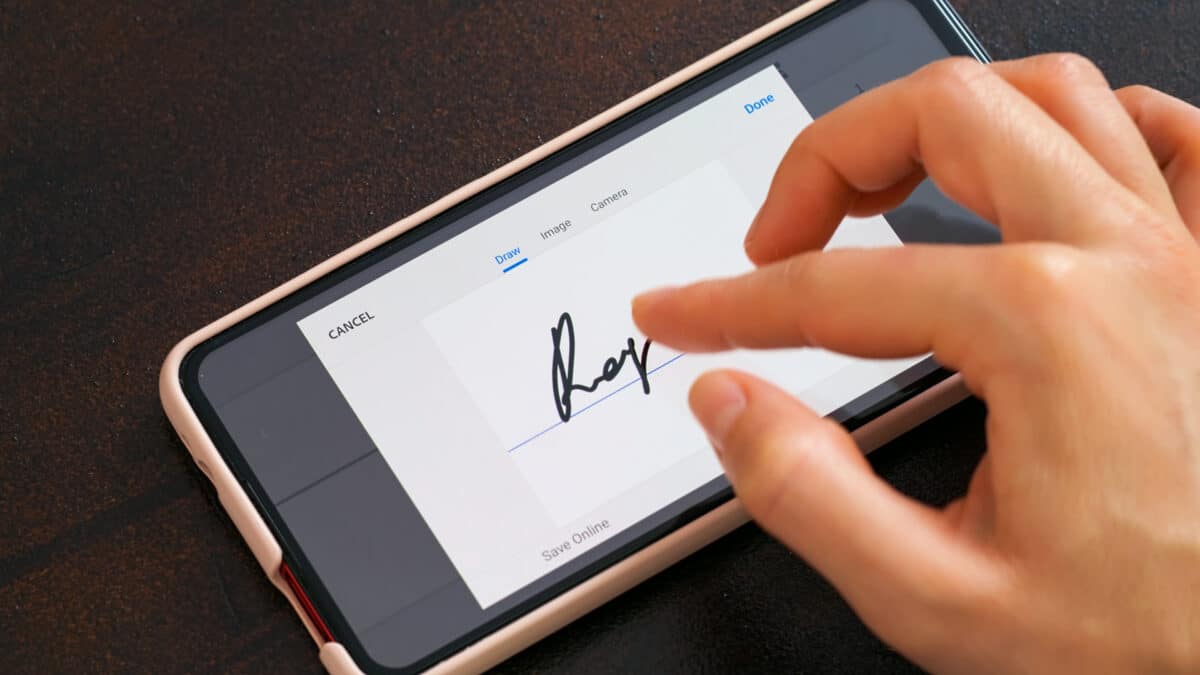 Digital signature on phone for a secure, personalized transcription service agreement with Athreon.