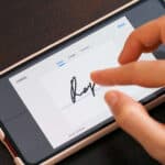 Digital signature on phone for a secure, personalized transcription service agreement with Athreon.