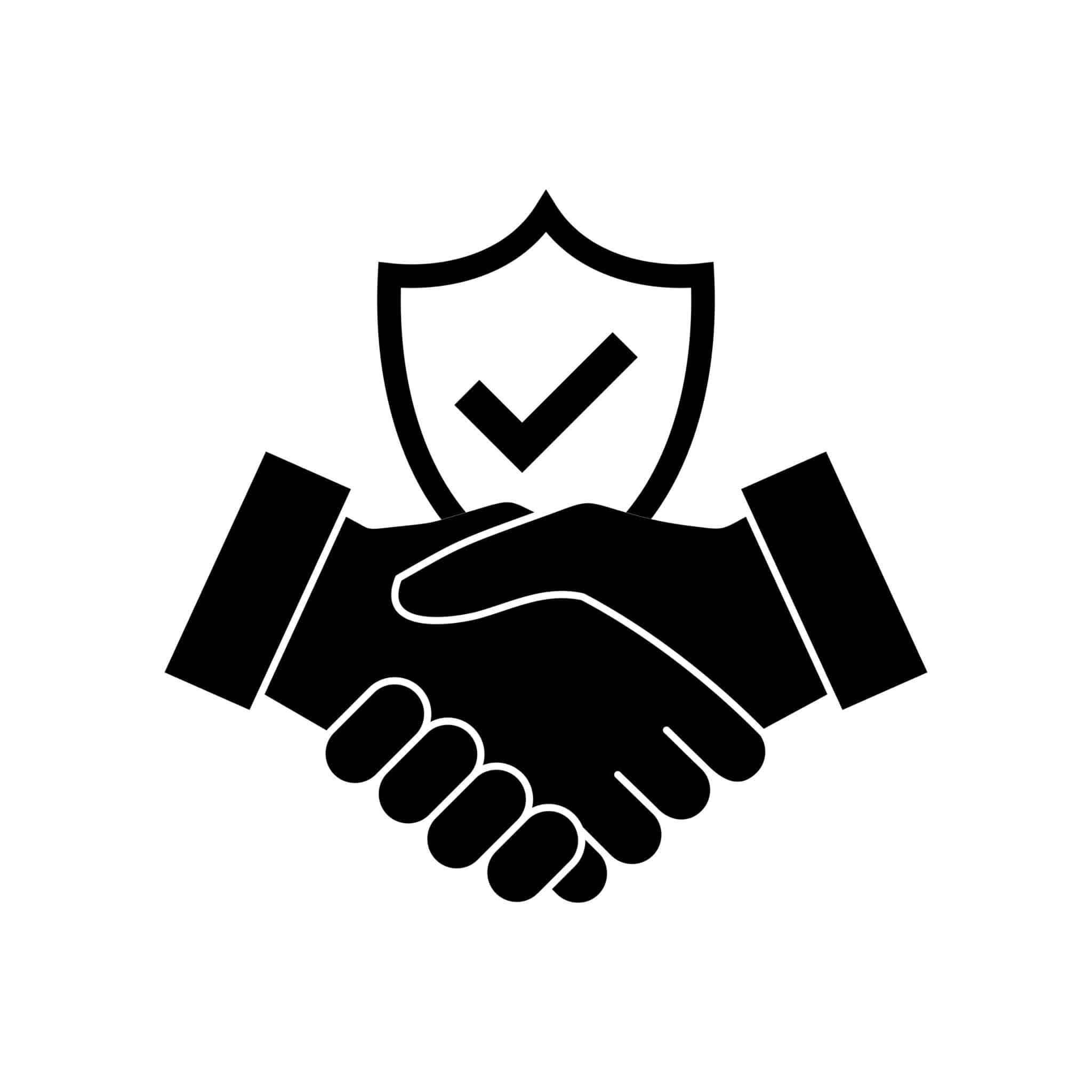 Handshake trust icon symbolizes partnership & protection for Athreon's secure transcription services