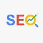 SEO logo and magnifying glass symbolize impact of video transcription on search engine optimization.