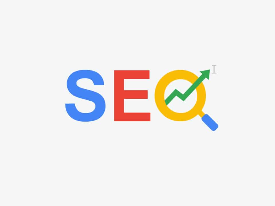 SEO logo and magnifying glass symbolize impact of video transcription on search engine optimization.