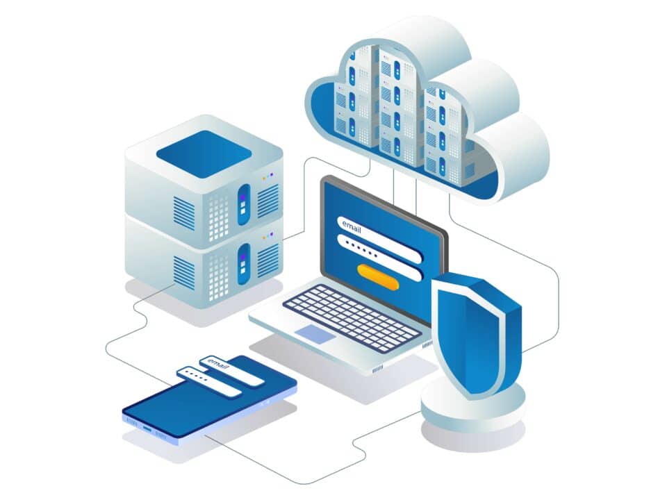 Cloud server computer password concept, symbolizing Athreon's secure video transcription services.